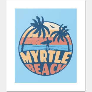 Vintage Surfing Myrtle Beach, South Carolina // Retro Summer Vibes // Grunge Surfer Sunset Posters and Art